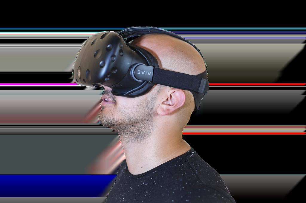 Virtual reality players immersed in futuristic interactive adventures